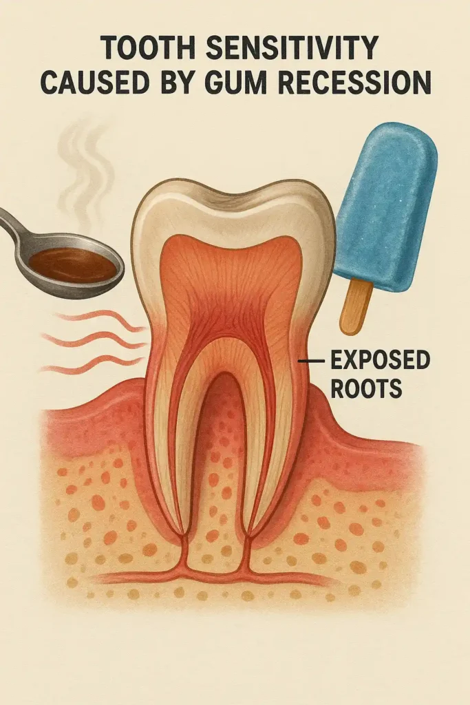 تصویر حساسیت دندانی و نمایان شدن ریشه دندان
