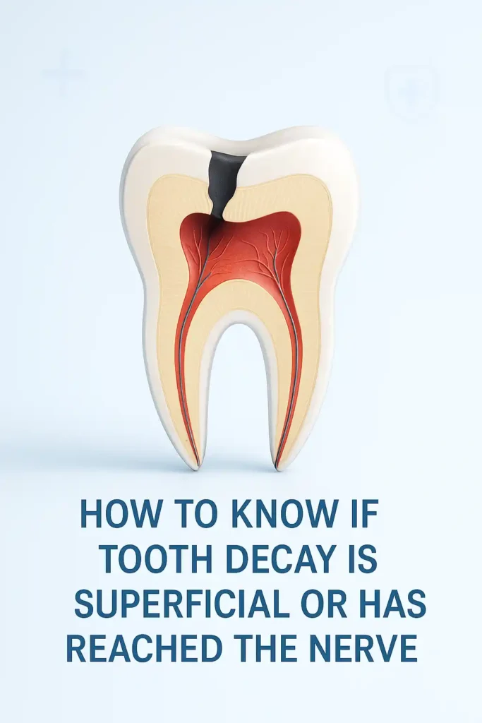 "تصویر شاخص نشان‌دهنده پوسیدگی سطحی و پوسیدگی عمیق دندان تا ناحیه عصب"