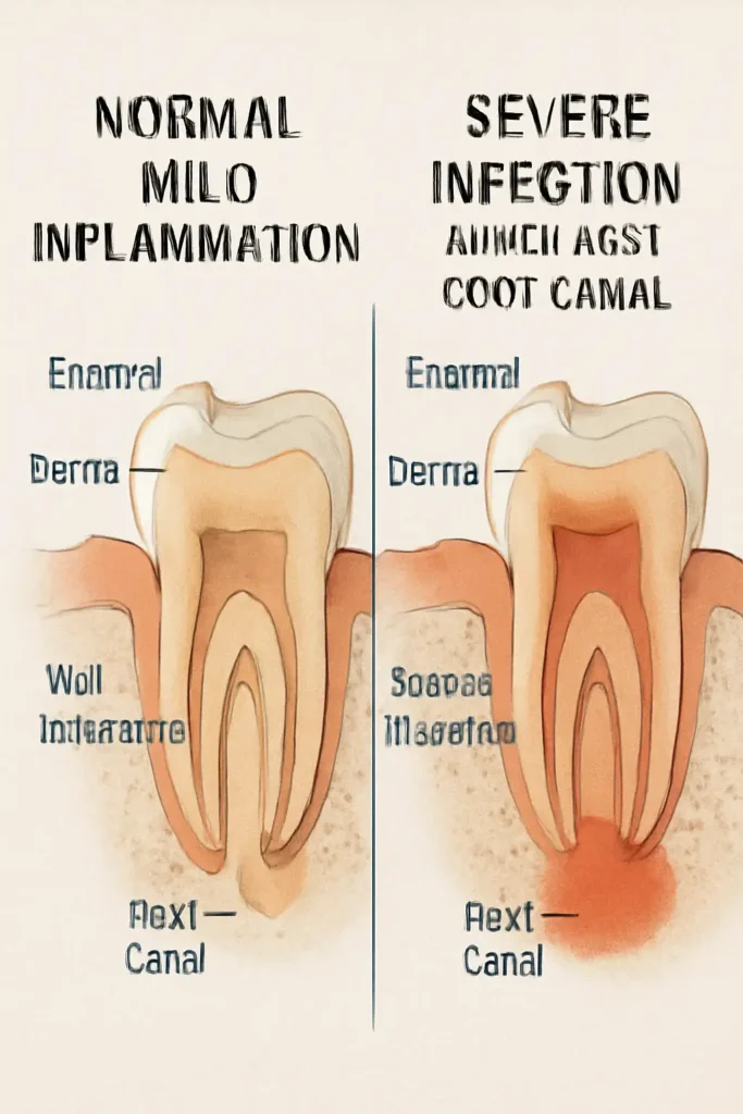 مقایسه درد طبیعی و غیرطبیعی بعد از عصب‌کشی